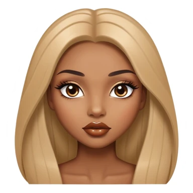 Glamourous, light brown skin tone, very beautiful girl, with big plump shiny lips, long long lashes, black straight smooth silky long hair, straight parting hair, brown eyes sticker