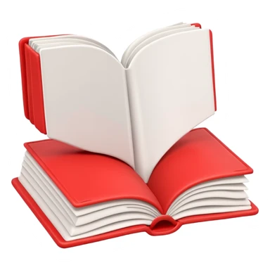 3D red open book made of plasticine with blank white pages sticker