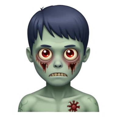 Menino de cabelo liso com franja zumbi sem camisa  sticker