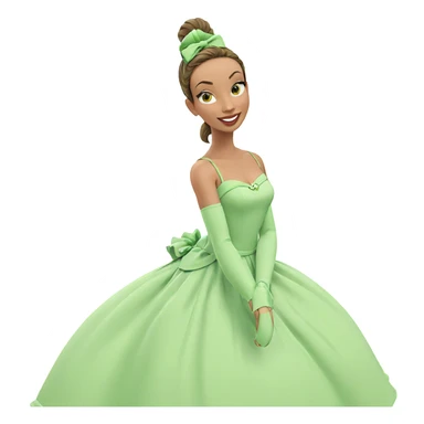 smiling girl in green dress sticker