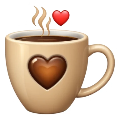 Brown heart and coffee cup inside sticker