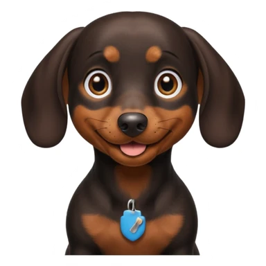 Black miniature Daschund looking happy sticker
