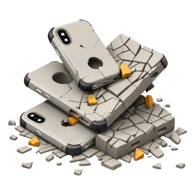 3D iPhone style emoji of debris and ruins, broken pieces of concrete and metal scattered, chaotic structure, isolated on white background, soft shadows, high detail, playful and cute. sticker