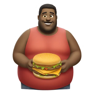 Fat guy eating cheese burger  sticker