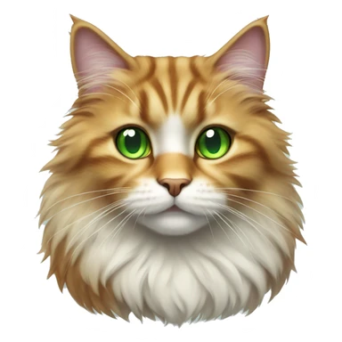 fluffy multi-colored cat with green eyes sticker