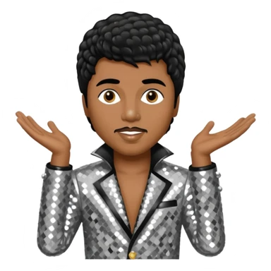 Little Richard with black hair, silver sequin outfit sticker