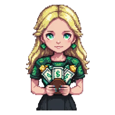 blonde girl with money sticker