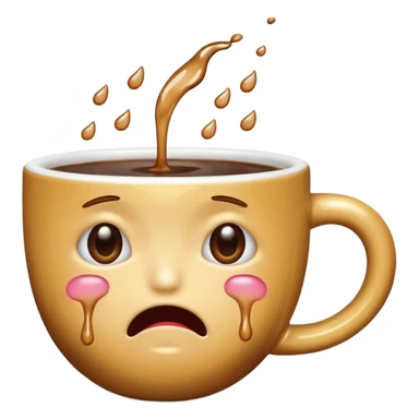 Crea un emoji che piange con sotto  le lacrime delle tazzine  sticker