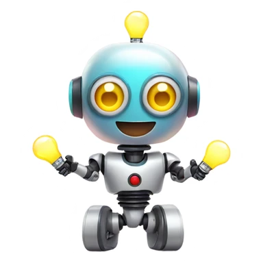 cute robot holds colorful light bulbs sticker