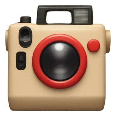 red polaroid instant camera with a beige bow on top sticker
