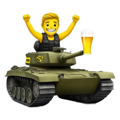 Bvb dortmund fan riding on a tank with a beer. sticker