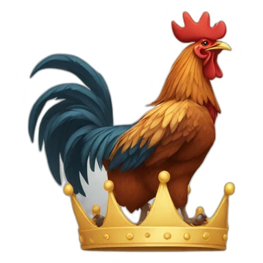 fighting and howling rooster with a crown on its head sticker
