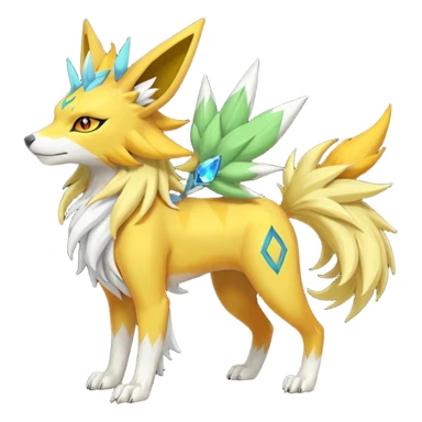 Feral Solgaleo-Meloetta-Jolteon-Renamon-Zeraora-Vernid-fusion-hybrid-creature, full body  sticker