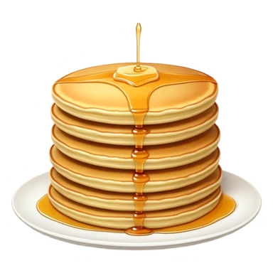 Stack of pan cakes with maple syrup sticker