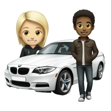 A boy and a bmw sticker