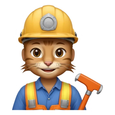 siam cat, handyman Outfit, wearing a Helmet sticker
