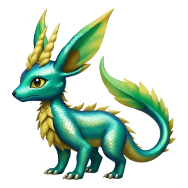 Shiny Iridescent Helioptile-Salandit-Leafeon-Fakémon-hybrid-creature (full body)  sticker