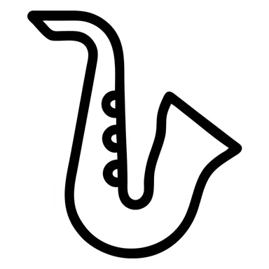 saxophone, simple icon style, clear lines, minimal detail sticker
