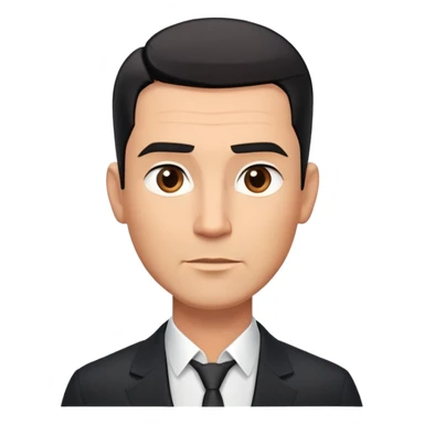 Good-looking robust man in his mid-40s with light brown skin tone, short slicked back straight black hair with fade haircut, strong square face, approachable TV host expression, black blazer left open showing white buttoned shirt sticker