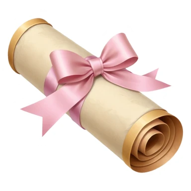 rolled up diploma tied with a light pink bow sticker