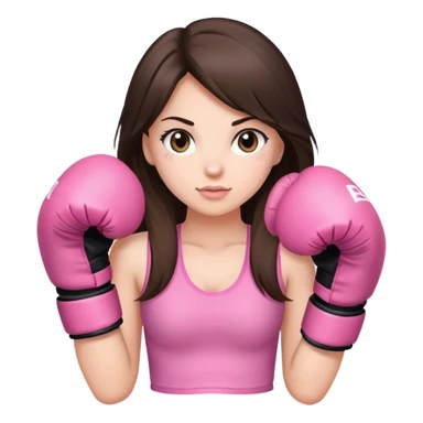 Brunette long haired girl wearing pink boxing gloves sticker