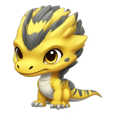 cute yellow velociraptor anime chibi sticker