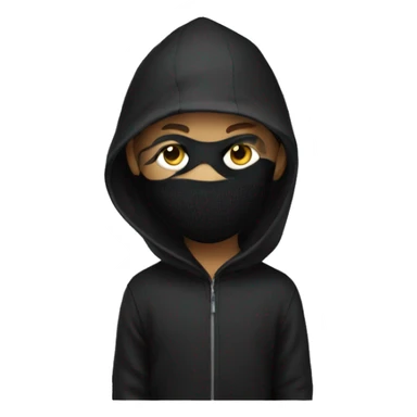 boy wearing a hacker mask and a black hoodie sticker