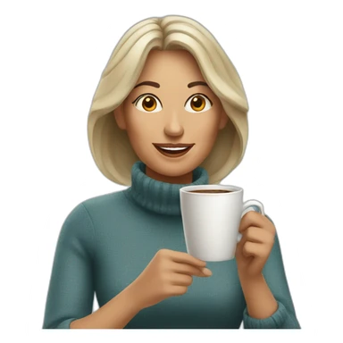 mid age woman drinking coffee sticker