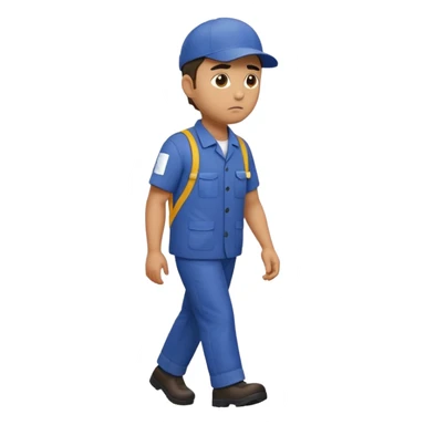 emoji of delivery man is going somewhere to the right , he is sad, he is dressed in work uniform sticker