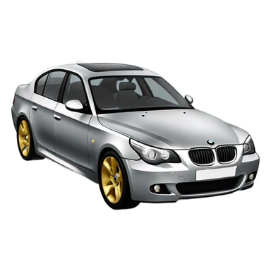 BMW E60 530D  in silver color with Gold rims sticker