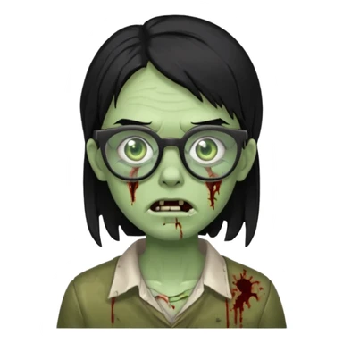 Um zombie com óculos e cabelo preto sticker