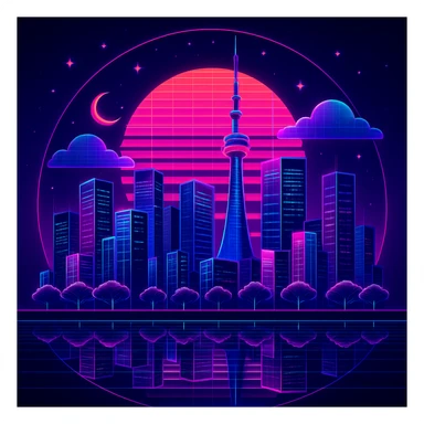 Create a retro 80's tron feel to this image  sticker