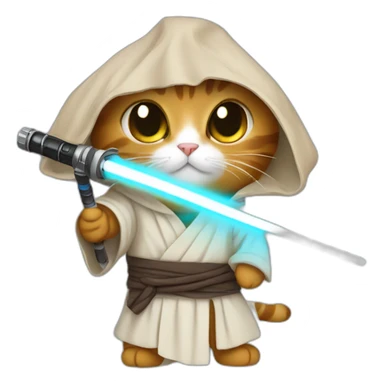 Cat jedi with a light saber sticker