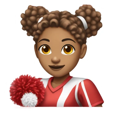 brown lightskin girl with a curly ponytail holding red and white pom poms in a red and white cheerleading outfit  sticker