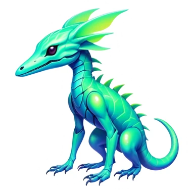 Tropical futuristic lush cool edgy neon Fionbri-Vernid-Elgyem-creature (full body) sticker