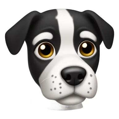 Black and white dog with black eyebrow sticker