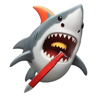 A shark with a sword in an inferno sticker