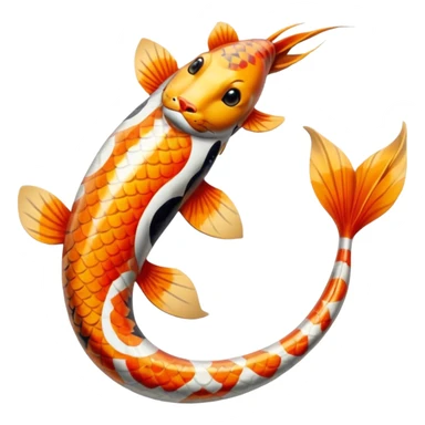 Exotic Tropical Floral Swirl-Patterned Tribal Pretty Asian ornate painted Japanese aesthetic beautiful shiny pretty glossy smooth Koi-Fish-Sergal-fox-reature with tiger stripes on it sticker