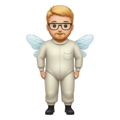 full body medium plus size male bee keeper with  short light strawberry blonde hair and goatee wearing glasses  sticker