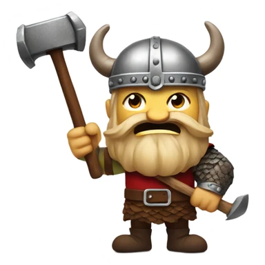 Angry Viking With red ban hammer  sticker