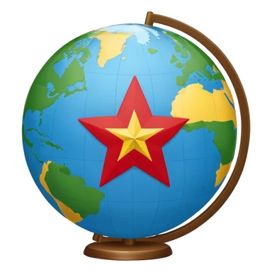 Globe with a pin shaped like a star (Vietnam flag reference) sticker