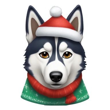 Husky in a Christmas outfit  sticker