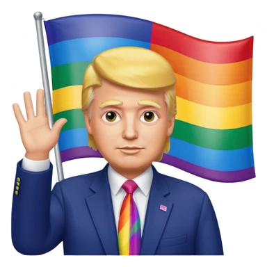 Donald trump waving lgbt flag sticker