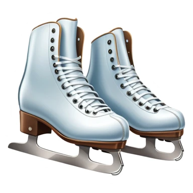 An icon featuring a pair of elegant figure skates resting on scratched, worn ice. In the background, cheering spectators fill the stands of a grand stadium, creating a vibrant atmosphere. Transparent background highlights the essence of figure skating performance sticker