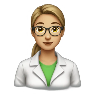 chemist female brown ponytail light skin green eyes with glasses sticker