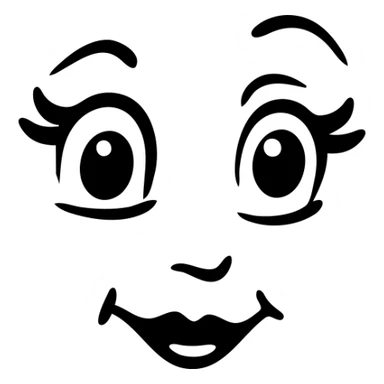 A symmetrical face with two large eyes and a pair of lips in the middle, arranged in a row (👁️👄👁️) sticker