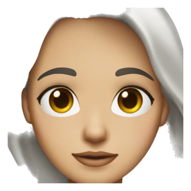 face sticker, pop, brunette woman, hazel eyes, dark hair, white t-shirt sticker