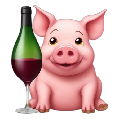 Pig drinks red wine sticker