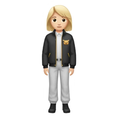 bitte mach mir ein typen der blond ist mit in einer 6pm jacke und eine weißen hose sticker