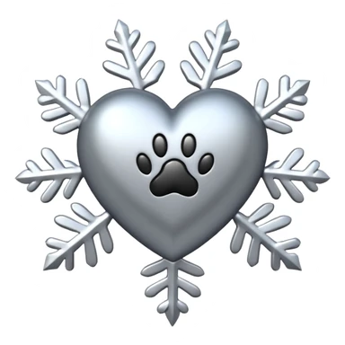 heart with a paw print and a snowflake sticker